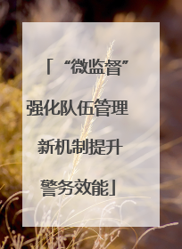 “微监督”强化队伍管理 新机制提升警务效能