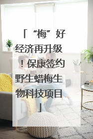 “梅”好经济再升级！保康签约野生蜡梅生物科技项目