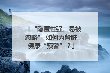 “隐匿性强、易被忽略” 如何为肾脏健康“预警”？