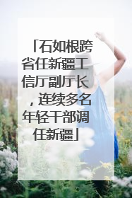 石如根跨省任新疆工信厅副厅长，连续多名年轻干部调任新疆
