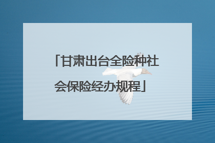 甘肃出台全险种社会保险经办规程