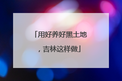 用好养好黑土地，吉林这样做
