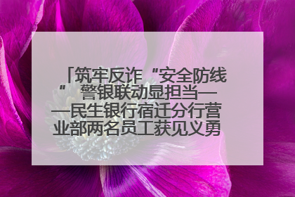 筑牢反诈“安全防线” 警银联动显担当——民生银行宿迁分行营业部两名员工获见义勇为基金会表彰