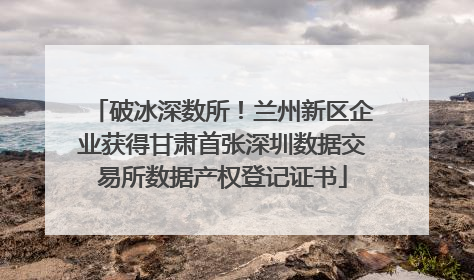 破冰深数所！兰州新区企业获得甘肃首张深圳数据交易所数据产权登记证书