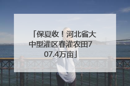 保夏收！河北省大中型灌区春灌农田707.4万亩