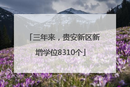 三年来，贵安新区新增学位8310个