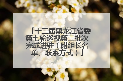 十三届黑龙江省委第七轮巡视第二批次完成进驻（附组长名单、联系方式）