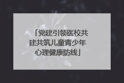 党建引领医校共建共筑儿童青少年心理健康防线