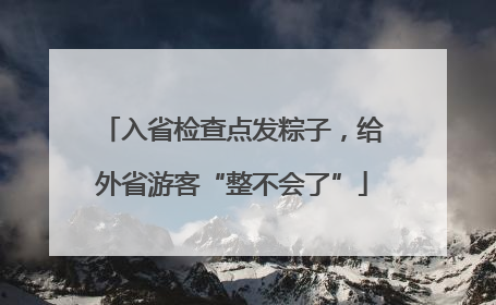入省检查点发粽子，给外省游客“整不会了”