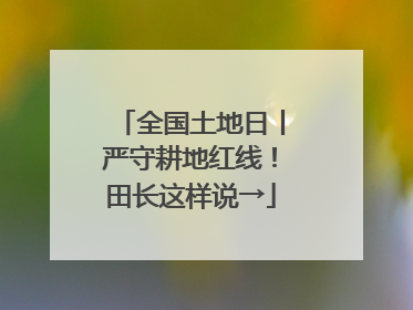 全国土地日丨严守耕地红线！田长这样说→