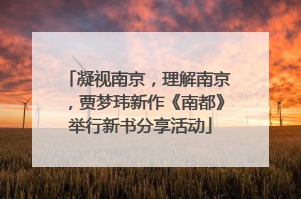 凝视南京，理解南京，贾梦玮新作《南都》举行新书分享活动