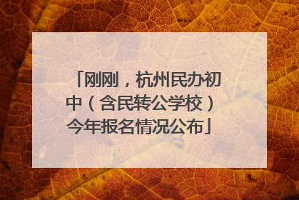 刚刚，杭州民办初中（含民转公学校）今年报名情况公布