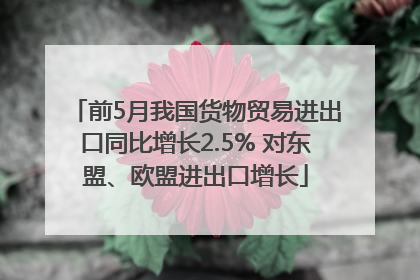 前5月我国货物贸易进出口同比增长2.5% 对东盟、欧盟进出口增长