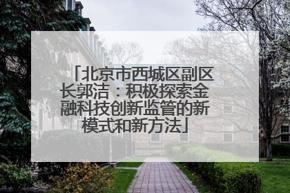 北京市西城区副区长郭洁：积极探索金融科技创新监管的新模式和新方法