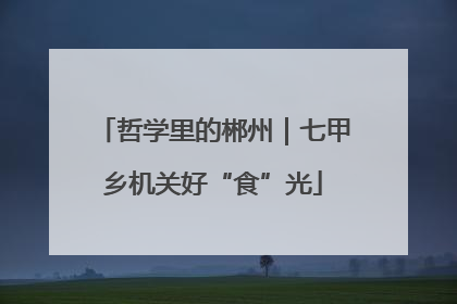 哲学里的郴州｜七甲乡机关好“食”光
