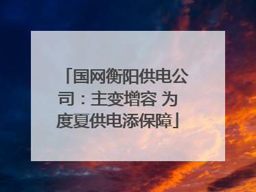 国网衡阳供电公司：主变增容 为度夏供电添保障