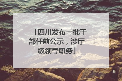 四川发布一批干部任前公示，涉厅级领导职务