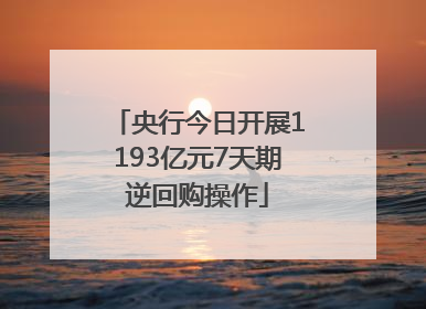 央行今日开展1193亿元7天期逆回购操作