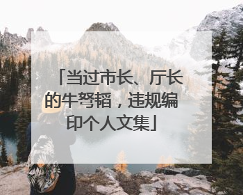 当过市长、厅长的牛弩韬，违规编印个人文集