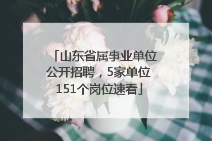 山东省属事业单位公开招聘，5家单位151个岗位速看