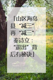 山区海岛县“减三”再“减三” 秦诗立：“退出”背后有秘诀
