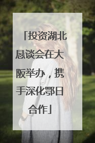 投资湖北恳谈会在大阪举办，携手深化鄂日合作