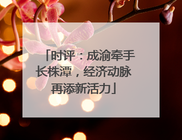 时评：成渝牵手长株潭，经济动脉再添新活力