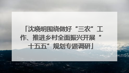 沈晓明围绕做好“三农”工作、推进乡村全面振兴开展“十五五”规划专题调研