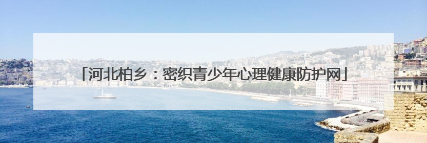 河北柏乡：密织青少年心理健康防护网