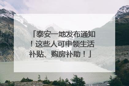 泰安一地发布通知！这些人可申领生活补贴、购房补助！