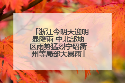 浙江今明天迎明显降雨 中北部地区雨势猛烈宁绍衢州等局部大暴雨