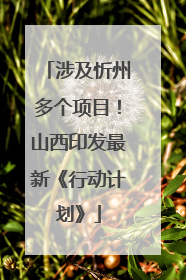 涉及忻州多个项目！山西印发最新《行动计划》