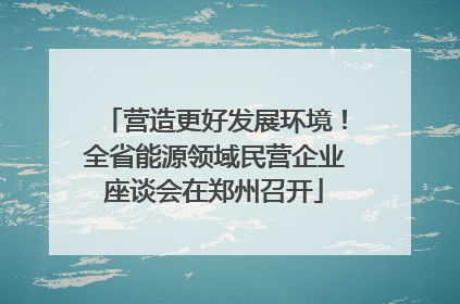营造更好发展环境！全省能源领域民营企业座谈会在郑州召开