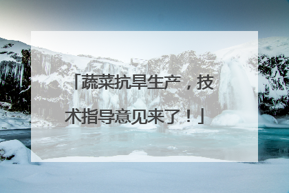 蔬菜抗旱生产，技术指导意见来了！