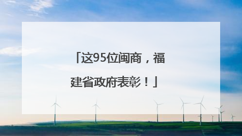 这95位闽商，福建省政府表彰！