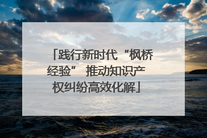 践行新时代“枫桥经验” 推动知识产权纠纷高效化解