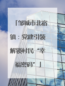 邹城市北宿镇：党建引领解锁村民“幸福密码”