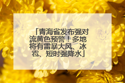 青海省发布强对流黄色预警！多地将有雷暴大风、冰雹、短时强降水