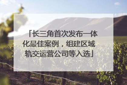 长三角首次发布一体化最佳案例，组建区域轨交运营公司等入选