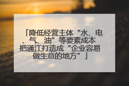 降低经营主体“水、电、气、油”等要素成本 把通江打造成“企业容易做生意的地方”