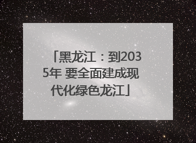 黑龙江：到2035年 要全面建成现代化绿色龙江