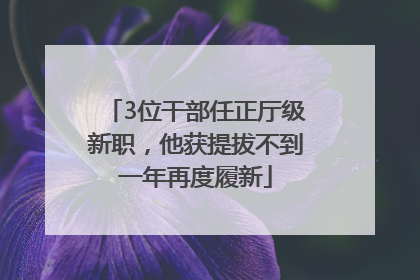 3位干部任正厅级新职，他获提拔不到一年再度履新